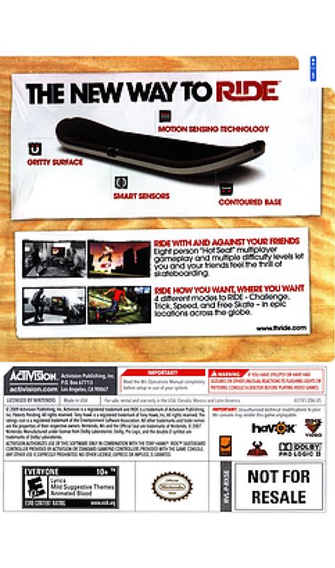 Tony Hawk: Ride - Nintendo Wii video game collectible - Main Image 2