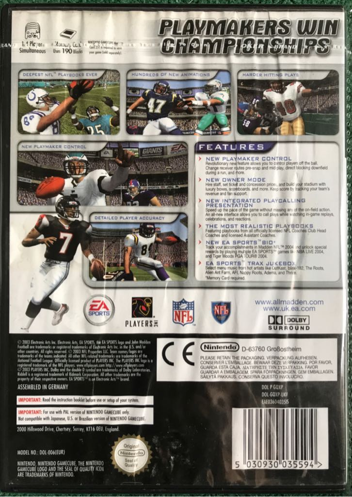Madden Nfl 2004 - Nintendo GameCube video game collectible [Barcode 5030930035594] - Main Image 2