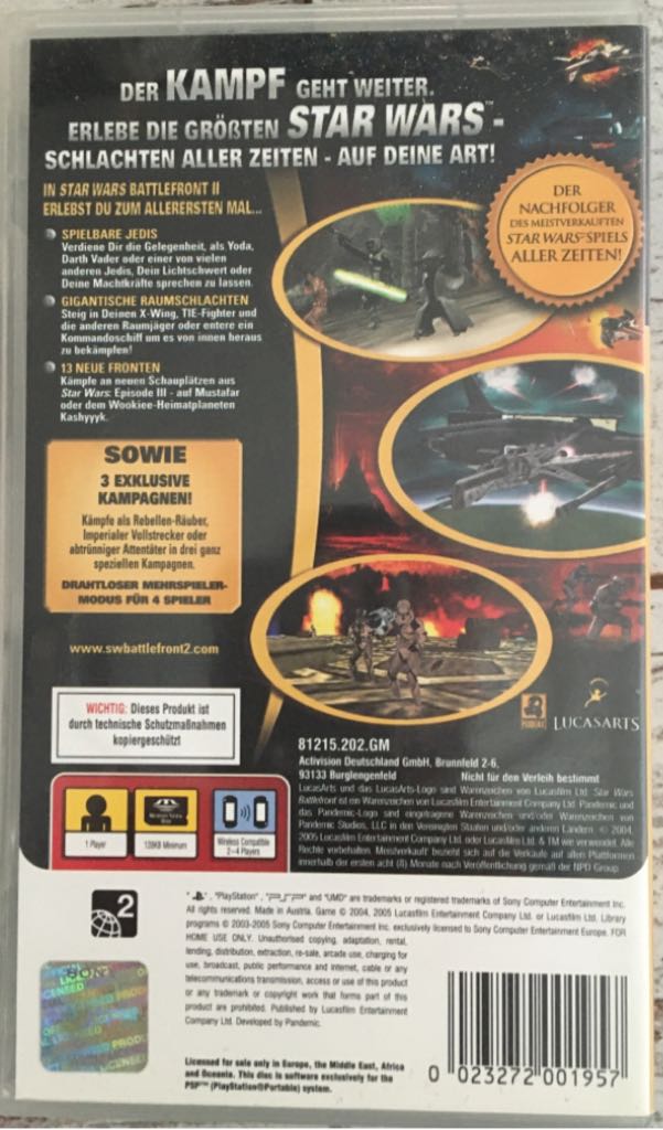 STAR WARS BATTLEFRONT 2 - Sony PlayStation Portable (PSP) (1) video game collectible [Barcode 023272001957] - Main Image 2