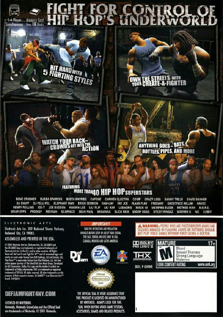 Def Jam: Fight For NY - Nintendo GameCube (Electronic Arts - 1-4) video game collectible [Barcode 014633147568] - Main Image 2