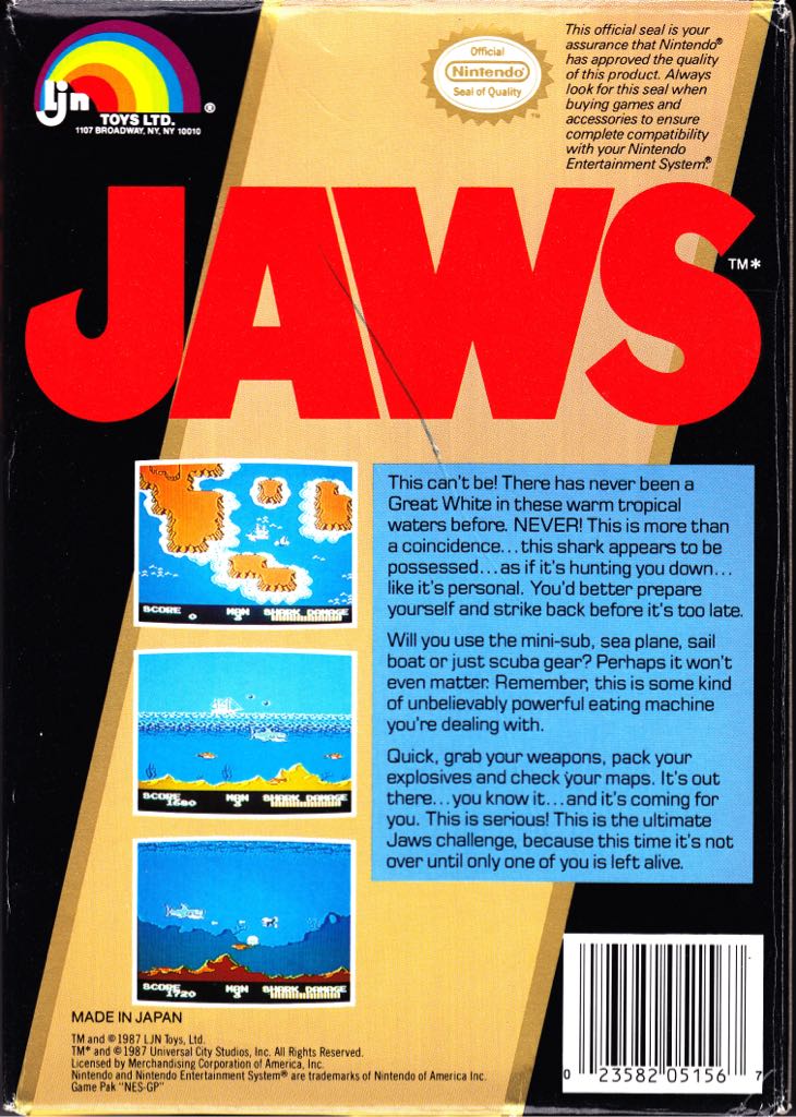 Jaws - Nintendo Entertainment System (NES) video game collectible - Main Image 2