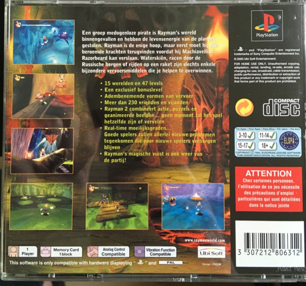 Rayman 2: The Great Escape - Sony PlayStation (Ubisoft - 1) video game collectible [Barcode 3307212806312] - Main Image 2