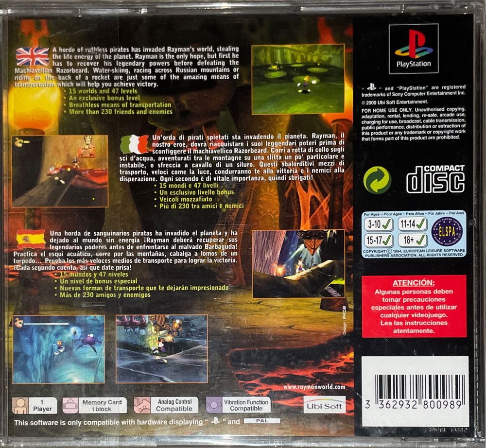 Rayman 2: The Great Escape - Sony PlayStation (Ubisoft - 1) video game collectible [Barcode 3362932800989] - Main Image 2