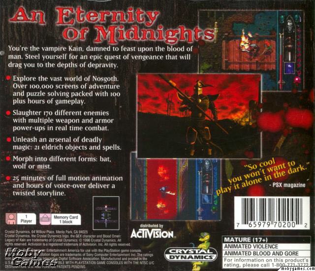 Blood Omen: Legacy of Kain - Sony PlayStation (Crystal Dynamics - 1) video game collectible - Main Image 2