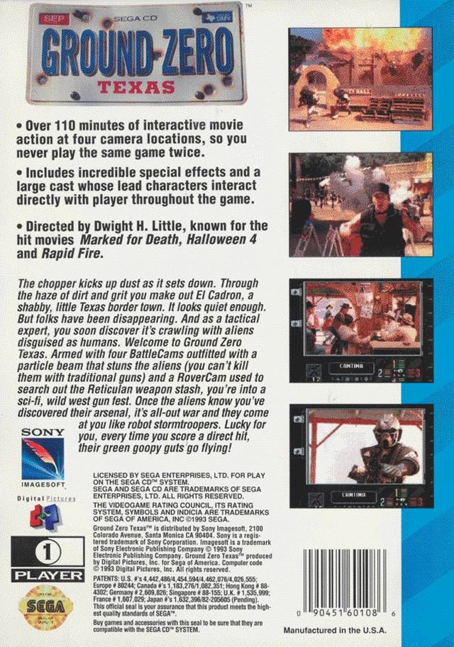 Ground Zero Texas - Sega CD (Sony Interactive - 1) video game collectible [Barcode 044000003876] - Main Image 2
