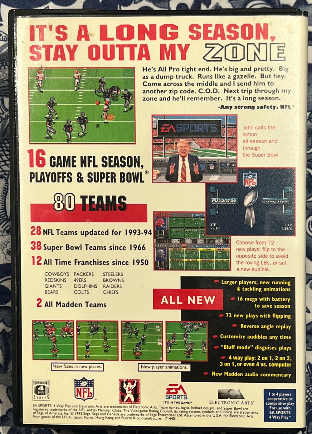 Madden NFL 94 - Sega Genesis (Mega Drive) video game collectible - Main Image 2