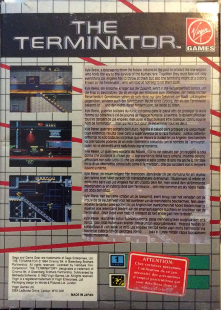 Terminator, The - Sega Game Gear video game collectible [Barcode 5013715030045] - Main Image 2