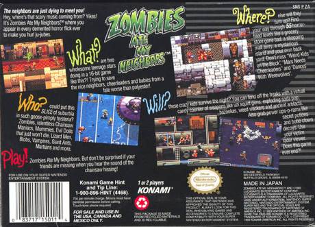 Zombies Ate My Neighbors - Nintendo Super Nintendo Entertainment System (SNES) (Up to 2 Players) video game collectible - Main Image 2