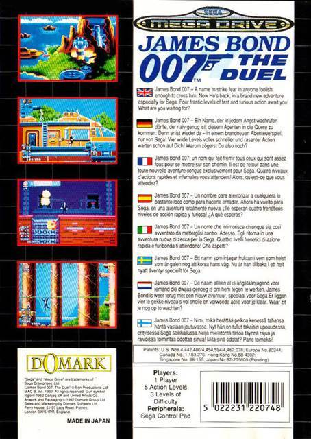 James Bond 007 The Duel - Sega Mega Drive (Domark - 1) video game collectible [Barcode 5022231220748] - Main Image 2