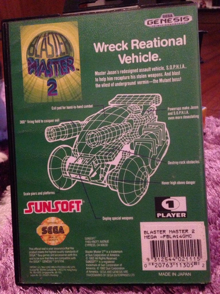 Blaster Master 2 - Sega Genesis (Mega Drive) video game collectible [Barcode 9312544021115] - Main Image 2
