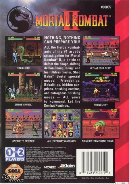 Mortal Kombat 2 - Sega Mega Drive (Acclaim - 1-2) video game collectible [Barcode 9312544025304] - Main Image 2