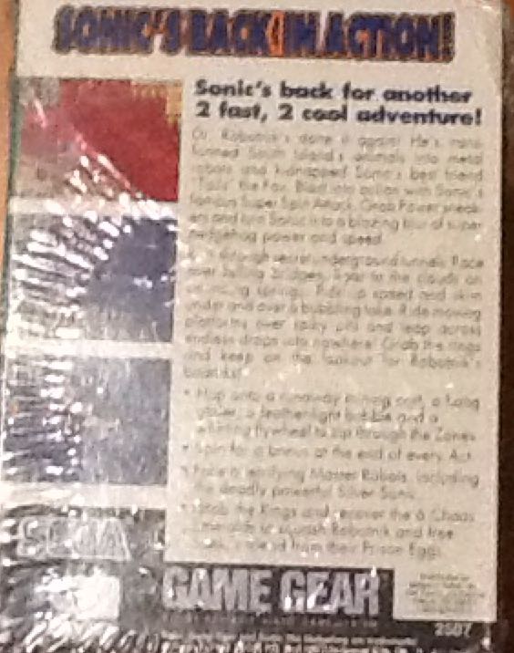 Sonic The Hedgehog 2 (Cart Only) - Sega Game Gear (Sega - 2) video game collectible [Barcode 010086025071] - Main Image 2