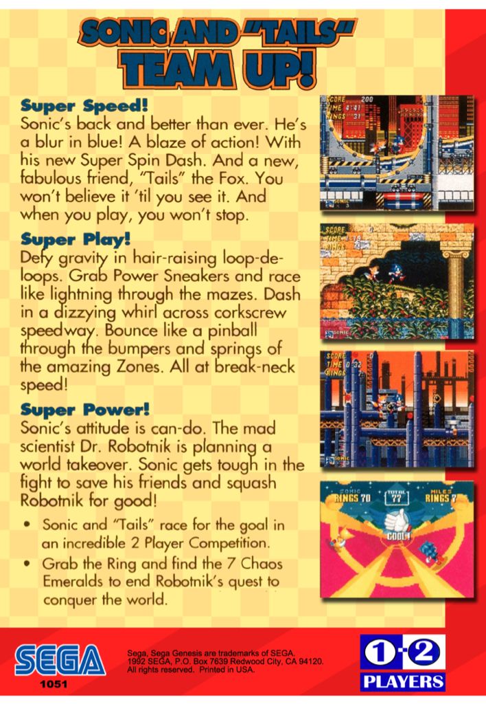 Sonic the Hedgehog 2 - Microsoft Xbox 360 (Sega - 1-2) video game collectible - Main Image 2