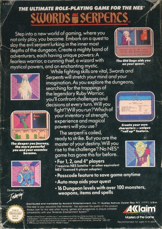 Swords And Serpents - Nintendo Entertainment System (NES) (Acclaim Entertainment - 1) video game collectible - Main Image 2
