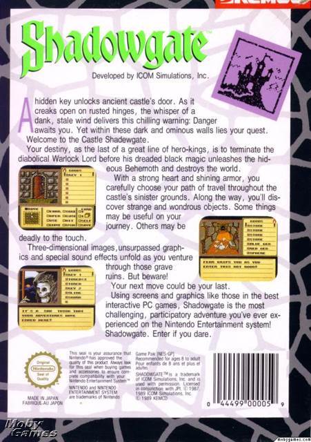 Shadowgate - Nintendo Entertainment System (NES) (Seika - 1) video game collectible [Barcode 9011222010112] - Main Image 2