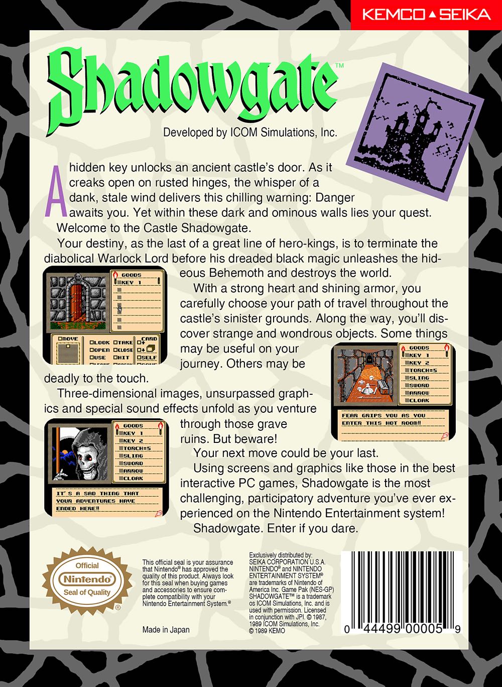 Shadowgate - Nintendo Entertainment System (NES) video game collectible - Main Image 2