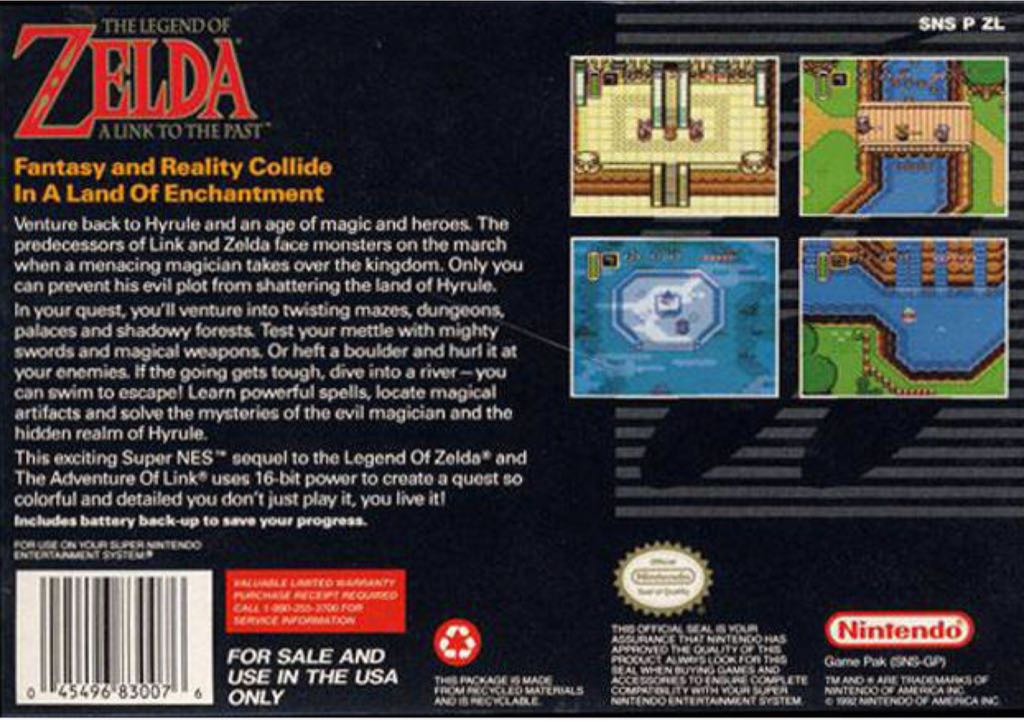 The Legend of Zelda: A Link to the Past - Nintendo Super Nintendo Entertainment System (SNES) (Nintendo - 1) video game collectible - Main Image 2