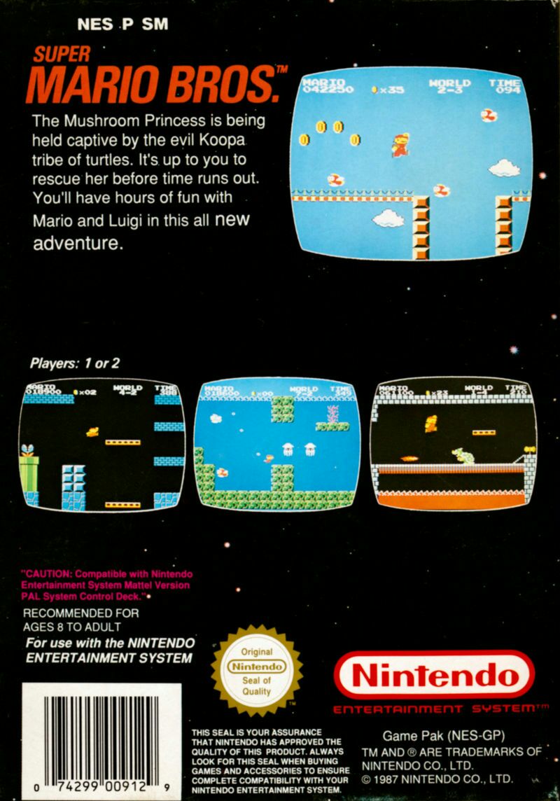 Super Mario Bros. - Nintendo Entertainment System (NES) (1985, Nintendo - 1) video game collectible - Main Image 2