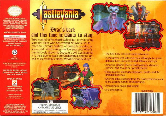 Castlevania - Nintendo 64 (N64) (Konami - 1) video game collectible [Barcode 0081656085023] - Main Image 2