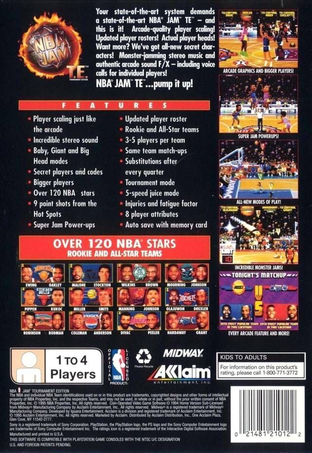NBA Jam: Tournament Edition CIB - Sony PlayStation (Acclaim Entertainment - 1-4) video game collectible [Barcode 021481210122] - Main Image 2