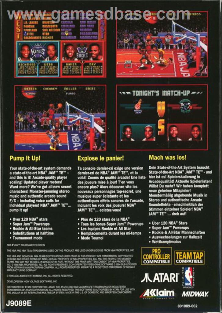 NBA Jam: Tournament Edition - Atari Jaguar video game collectible - Main Image 2
