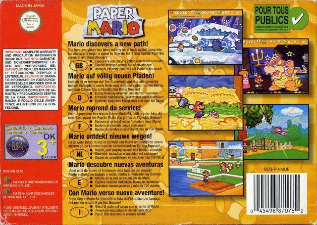 Paper Mario - Nintendo 64 (N64) (Nintendo - 1) video game collectible [Barcode 045496870782] - Main Image 2