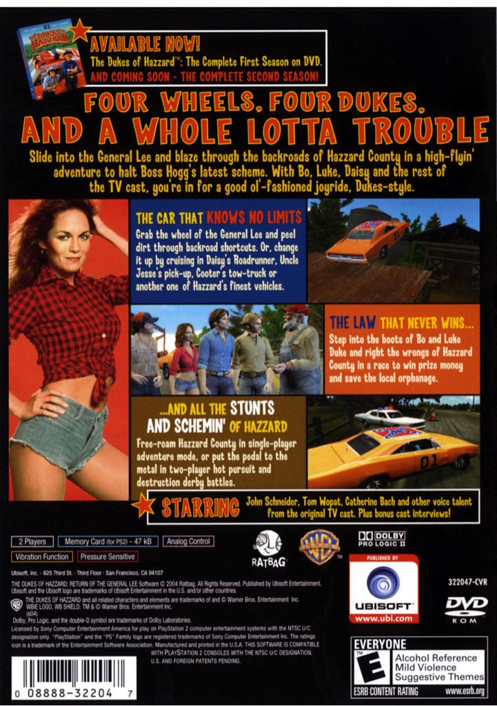 The Dukes of Hazzard: Return of the General Lee - Sony PlayStation 2 (PS2) (Ubisoft - 1-2) video game collectible [Barcode 008888322047] - Main Image 2