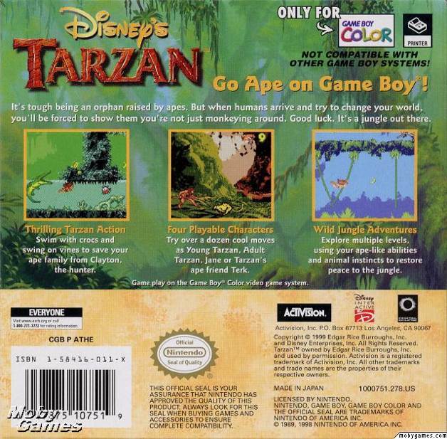 Tarzan  - Nintendo Game Boy Color (Activision) video game collectible - Main Image 2