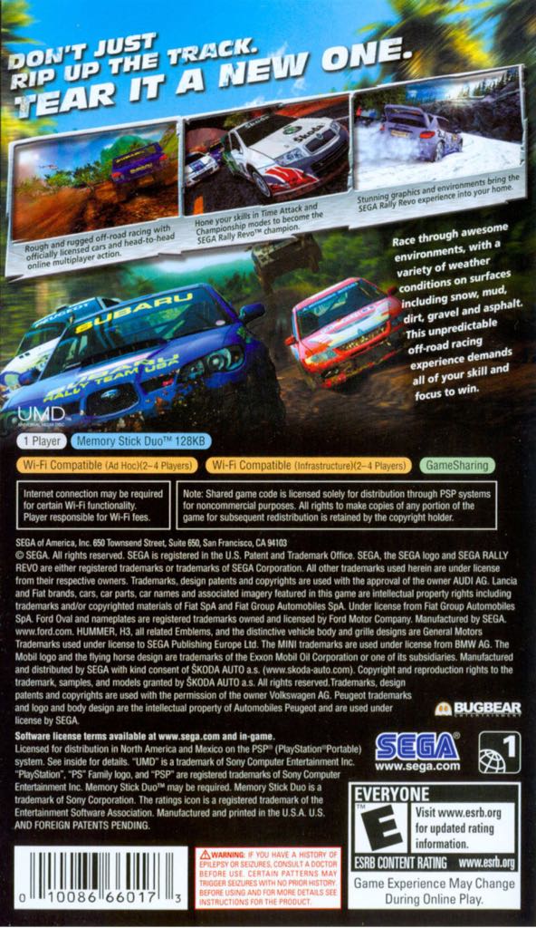 SEGA Rally Revo - Sony PlayStation Portable (PSP) (Sega - 1) video game collectible [Barcode 010086660173] - Main Image 2