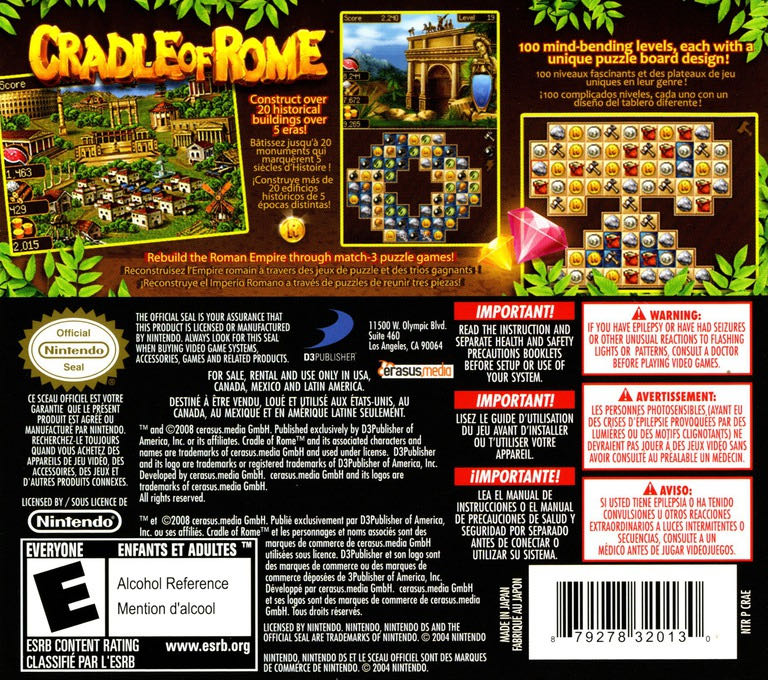 Cradle of Rome - Nintendo DS (D3 Publisher - 1) video game collectible [Barcode 879278320130] - Main Image 2