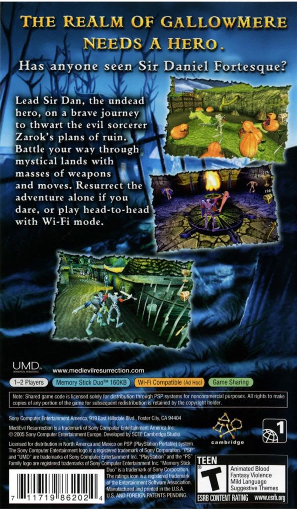 Medievil Resurection - Sony PlayStation Portable (PSP) (Sony - 1) video game collectible [Barcode 711719633471] - Main Image 2