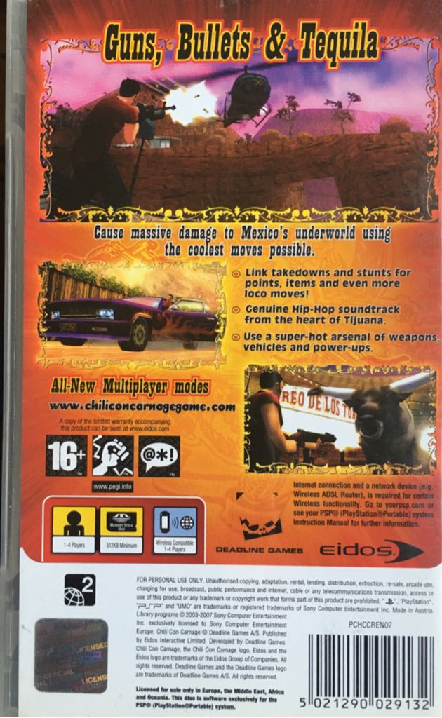 Chili Con Carnage - Sony PlayStation Portable (PSP) (Eidos Interactive - 4) video game collectible [Barcode 5021290029132] - Main Image 2