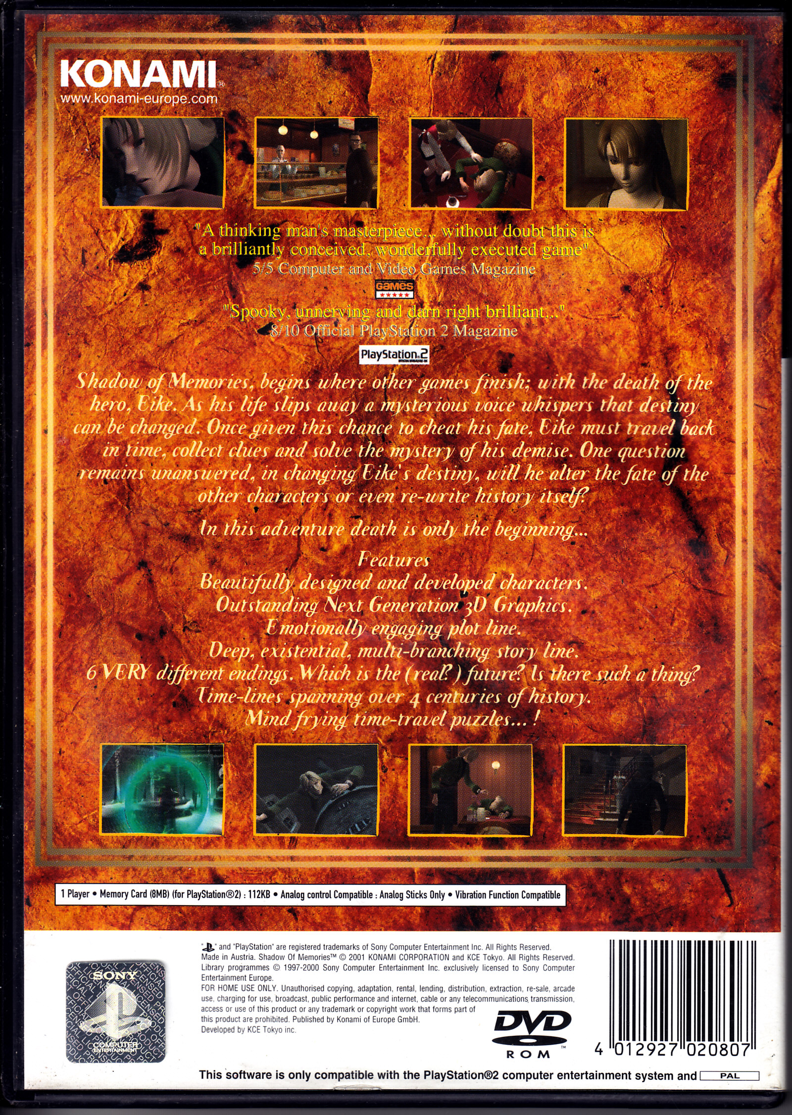 Shadow of Memories - Sony PlayStation 2 (PS2) (Konami - 1) video game collectible [Barcode 4012927020807] - Main Image 2