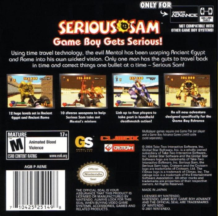 Serious Sam Advance - Nintendo Game Boy Advance (GBA) (Global Star Software - 1) video game collectible - Main Image 2