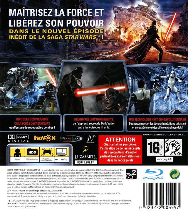 Star Wars Le Pouvoir de la Force PS3 - Sony PlayStation 3 (PS3) (LucasArts - 1) video game collectible [Barcode 023272005597] - Main Image 2