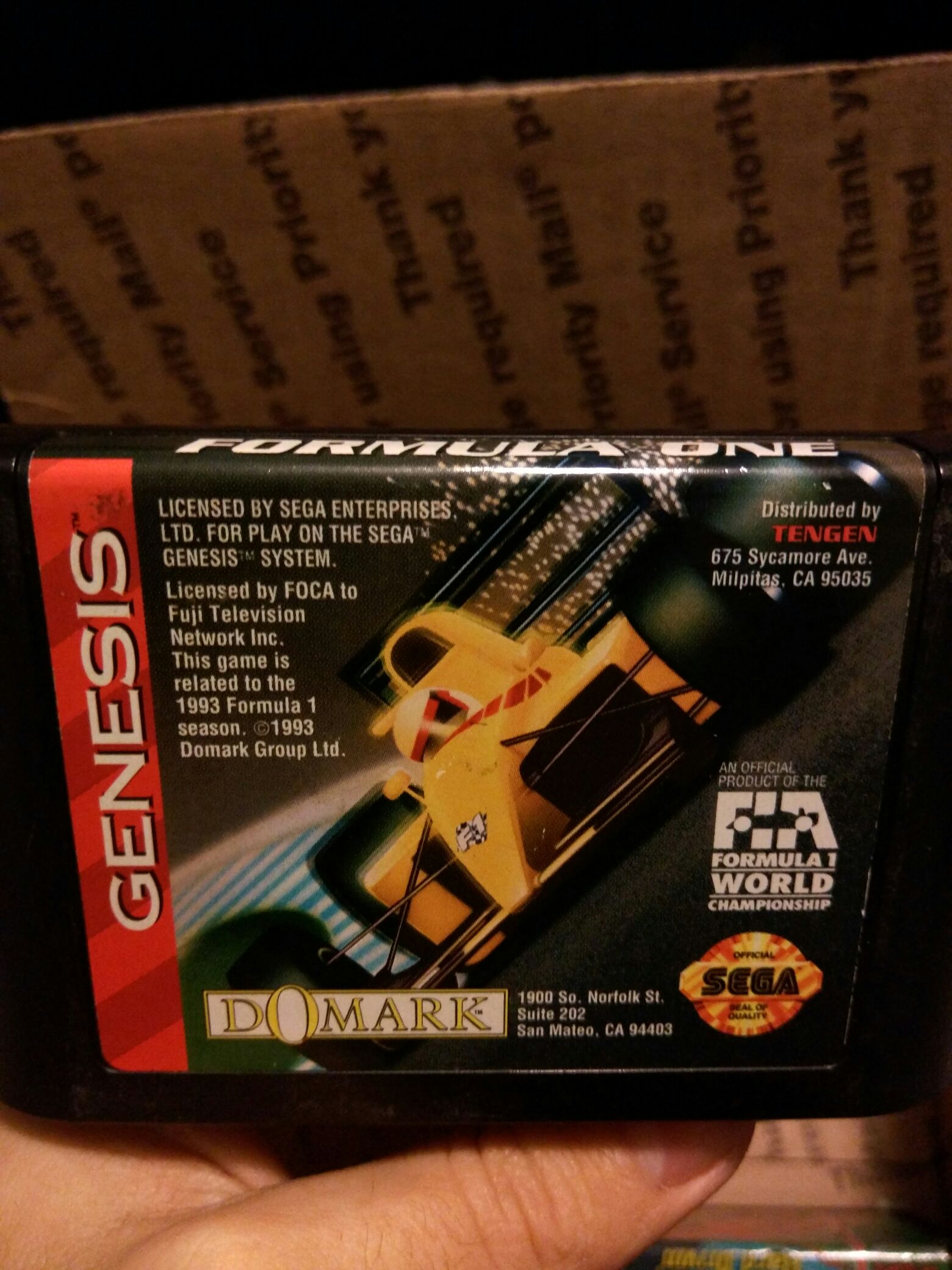 Formula One - Sega Genesis (Mega Drive) video game collectible - Main Image 1