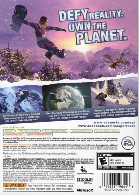SSX - Microsoft Xbox 360 ((EA) Electronic Arts - 2) video game collectible [Barcode 7892110130363] - Main Image 2