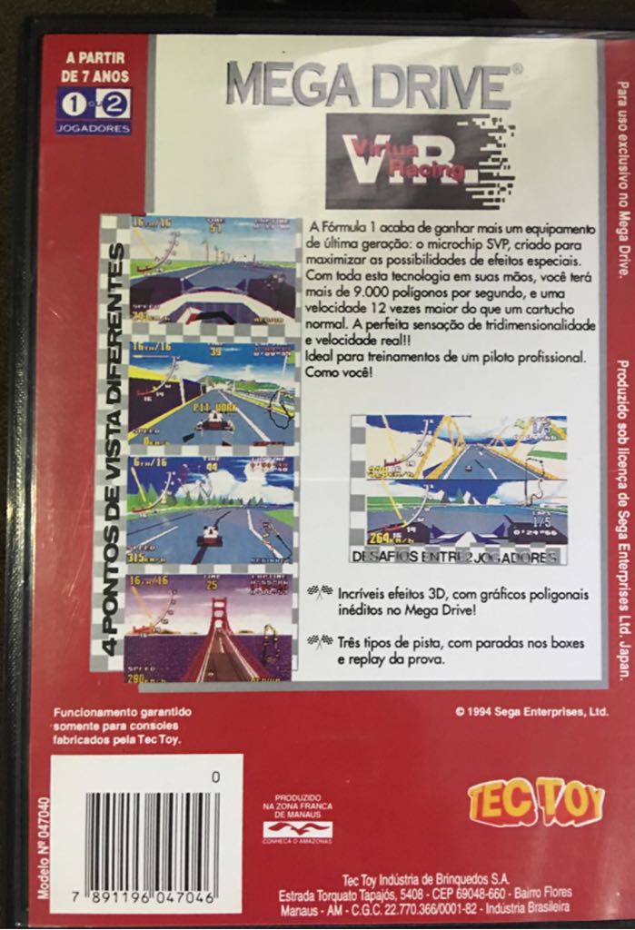 Virtua Racing - Sega Mega Drive (TEC TOY - 1-2) video game collectible [Barcode 7891196047046] - Main Image 2