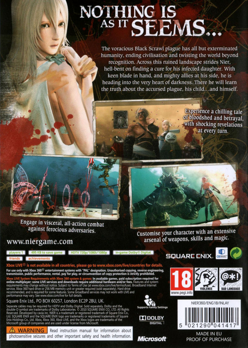 Nier - Microsoft Xbox 360 (Square Enix - 1) video game collectible [Barcode 5021290041059] - Main Image 2