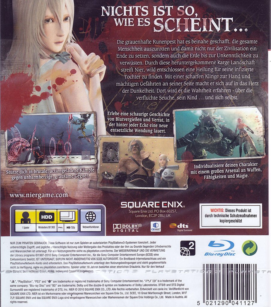Nier - Sony PlayStation 3 (PS3) (Square Enix, Ltd. - 1) video game collectible [Barcode 5021290041110] - Main Image 2