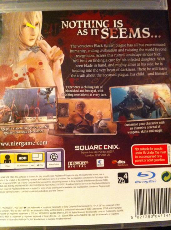 Nier - Sony PlayStation 3 (PS3) (Square Enix - 1) video game collectible [Barcode 5021290041141] - Main Image 2