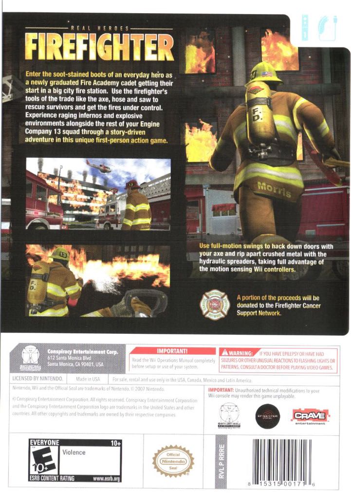 Real Heroes Firefighter - Nintendo Wii video game collectible [Barcode 815315001723] - Main Image 2