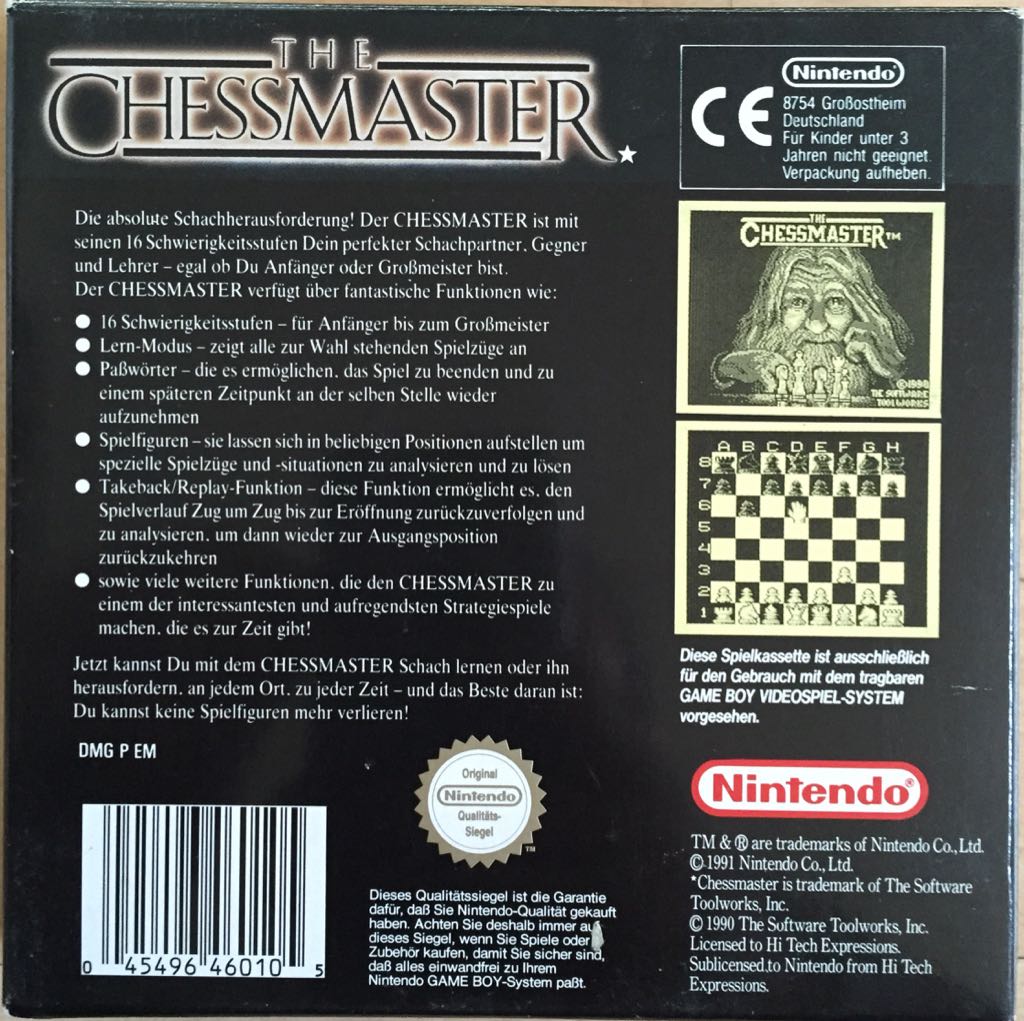 The Chessmaster - Nintendo Game Boy (Hi-Tech Expressions - 1) video game collectible [Barcode 045496460105] - Main Image 2