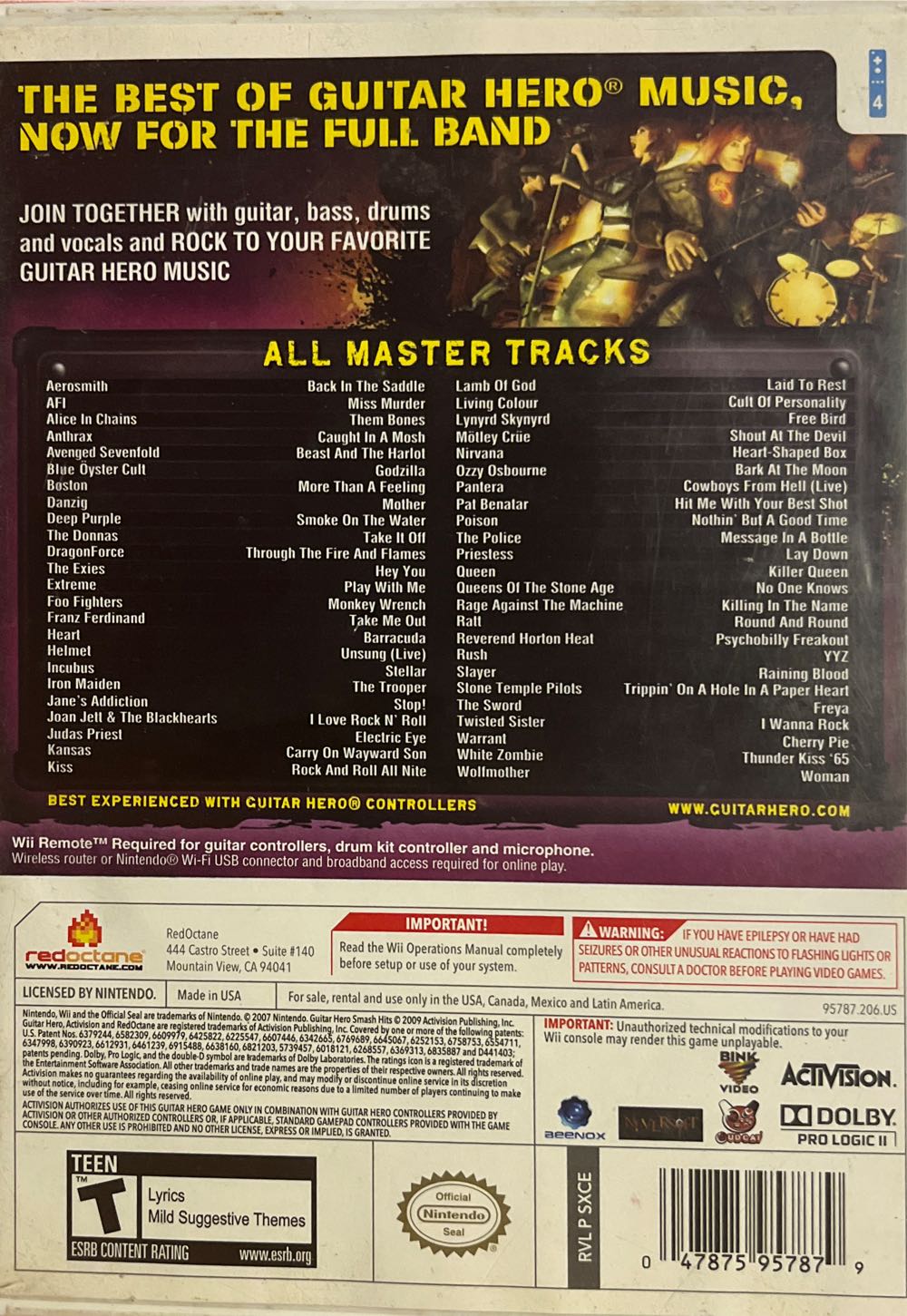 Guitar Hero: Smash Hits - Nintendo Wii (Activision - 1-4) video game collectible [Barcode 047875957879] - Main Image 2