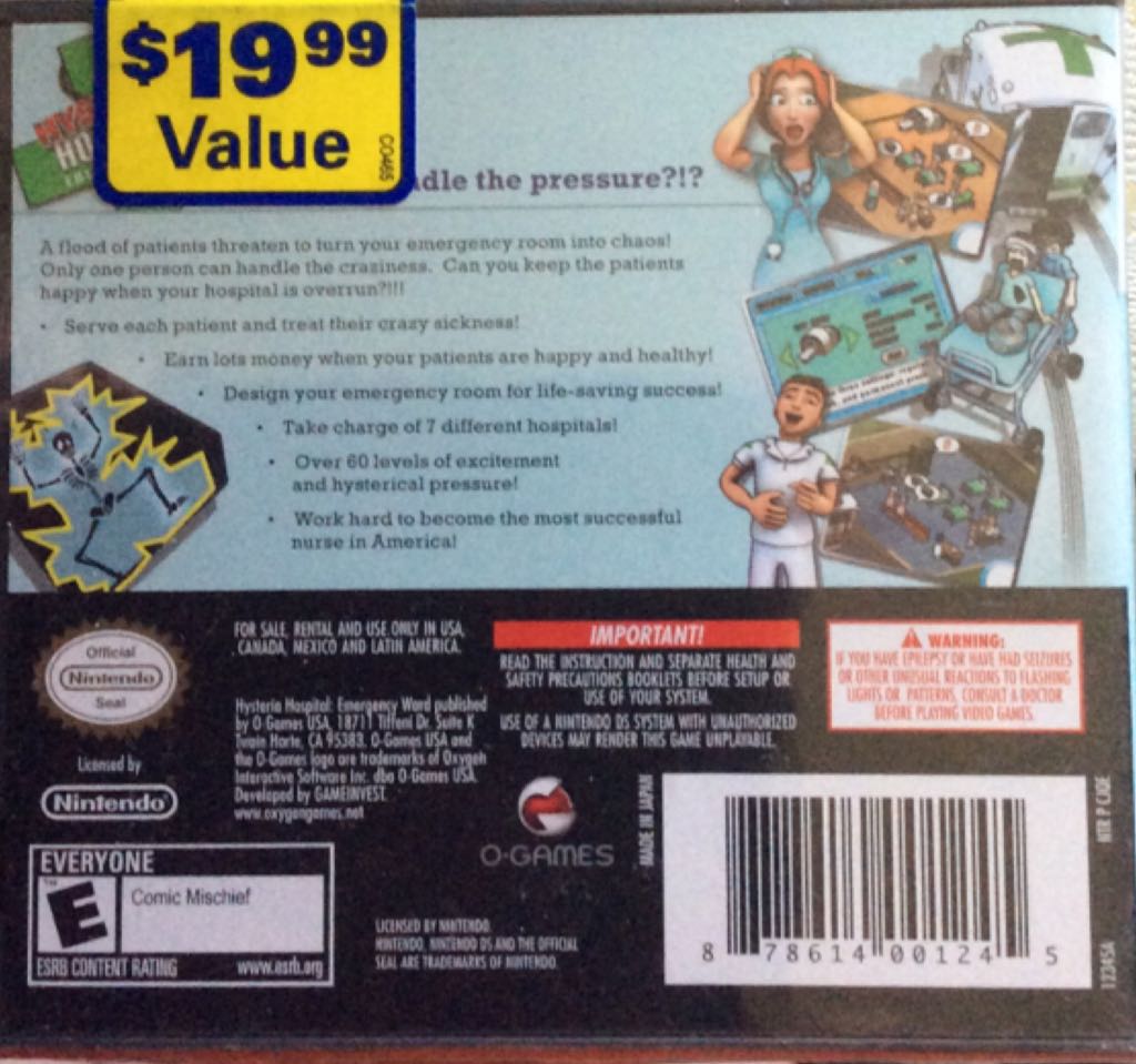 Hysteria Hospital: Emergency Ward - Nintendo DS video game collectible [Barcode 878614001245] - Main Image 2