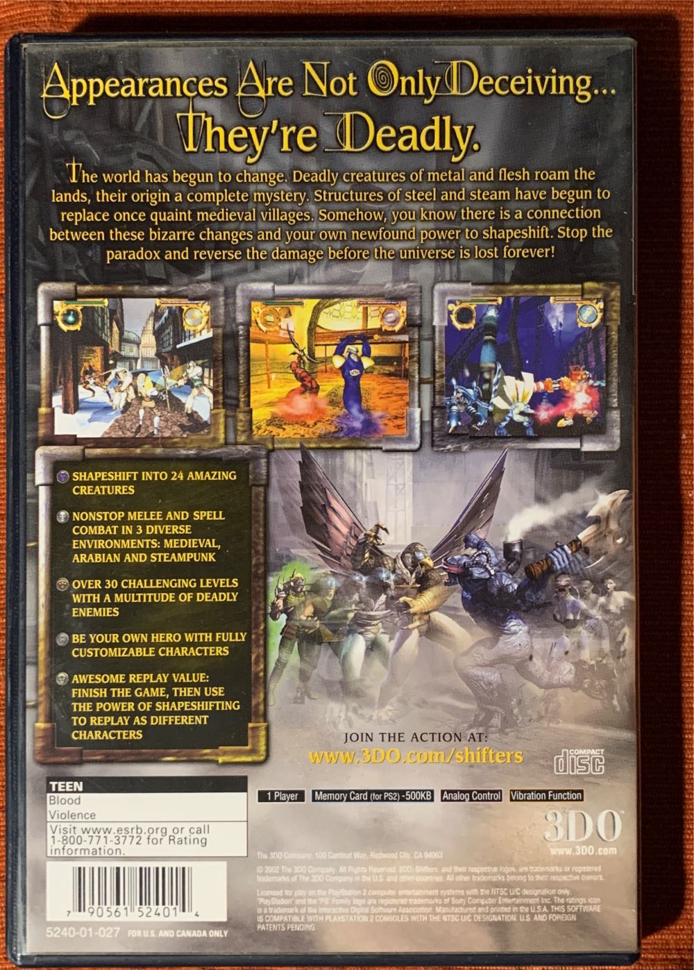 Shifters - Sony PlayStation 2 (PS2) (The 3DO Company - 1) video game collectible [Barcode 790561524014] - Main Image 2