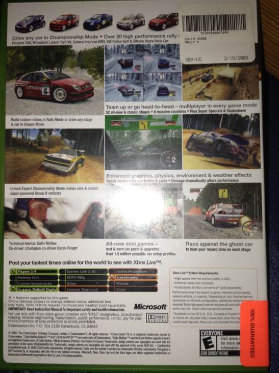 Colin Mcrae Rally 04 - Microsoft Xbox (Codmaster - 1) video game collectible [Barcode 767649400676] - Main Image 2