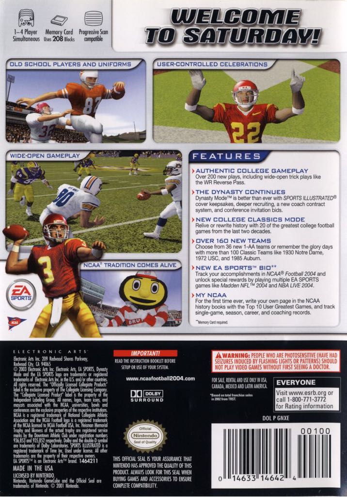 NCAA Football 2004 - Sony PlayStation 2 (PS2) video game collectible - Main Image 2