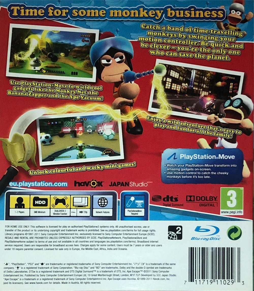 Ape Escape - Sony PlayStation 3 (PS3) (Sony Computer Entertainment - 4) video game collectible [Barcode 711719110293] - Main Image 2