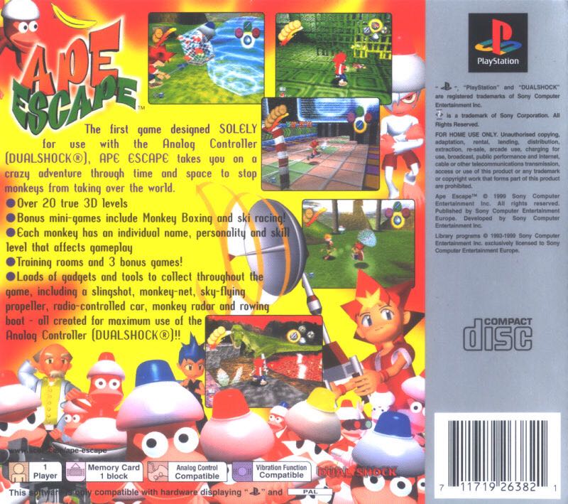 Ape Escape - Sony PlayStation (Sony Computer Entertainement - 1) video game collectible [Barcode 711719788027] - Main Image 2